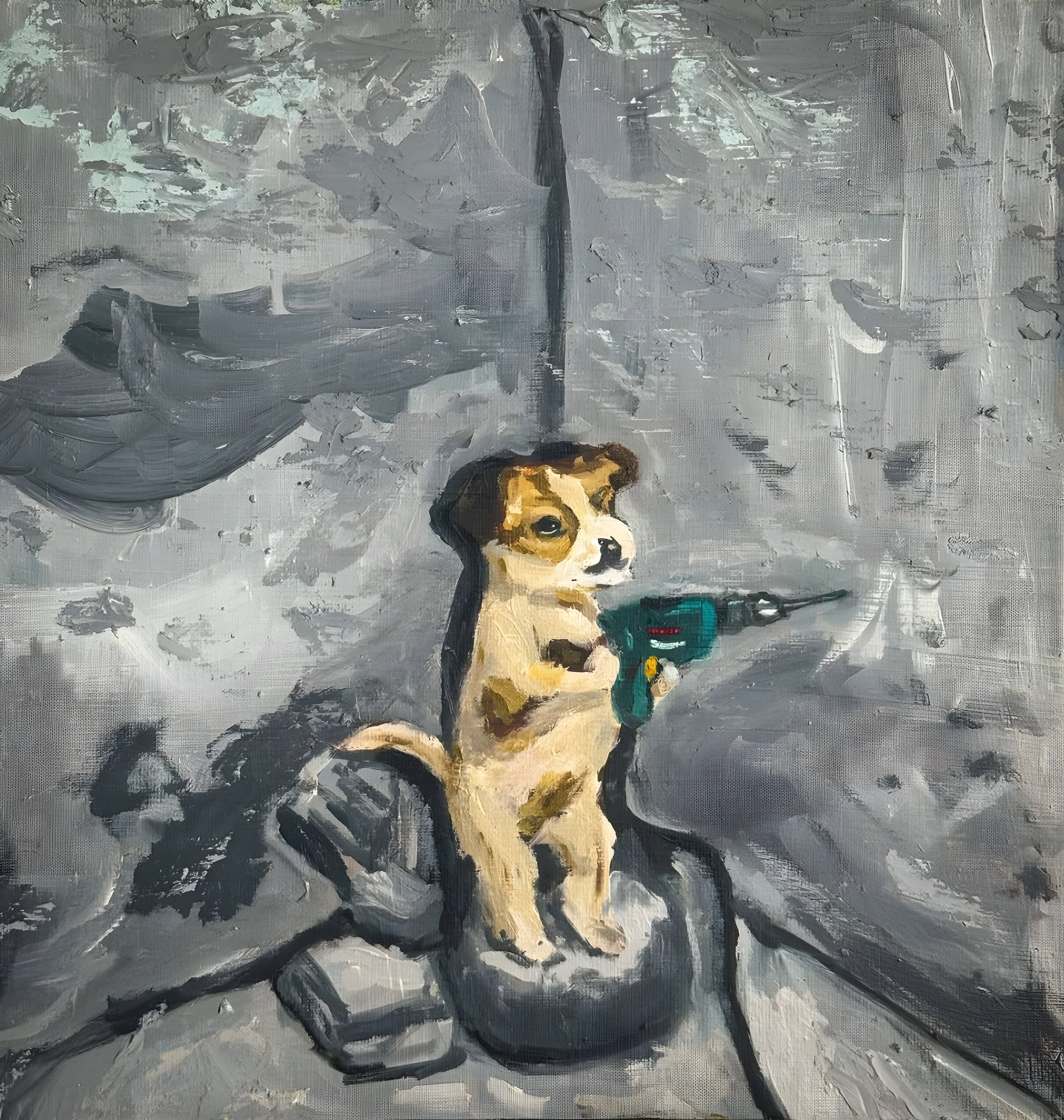 "Perrito taladrando"